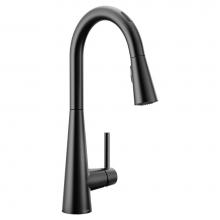 Moen 7864EVBL - Sleek Smart Faucet Touchless Pull Down Sprayer Kitchen Faucet with Voice Control and Power Boost,