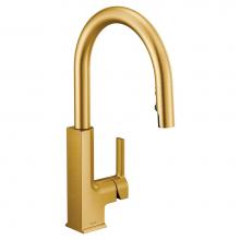 Moen S72308BG - STO One-Handle High Arc Pulldown Modern Kitchen Faucet with Power Clean, Brushed Gold