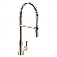 Moen S5235NL - Sinema Single-Handle Pull-Down Sprayer Kitchen Faucet with Power Clean and Spring Spout in Polishe