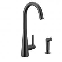 Moen 7870BL - Sleek Single-Handle Standard Kitchen Faucet with Side Sprayer in Matte Black