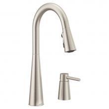 Moen 7871SRS - Sleek Single-Handle Standard Kitchen Faucet with Side Sprayer in Spot Resist Stainless