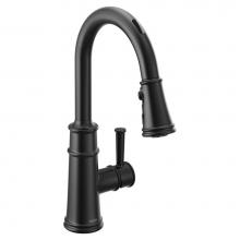 Moen 7260EVBL - Belfield Smart Faucet Touchless Pull Down Sprayer Kitchen Faucet with Voice Control and Power Boos