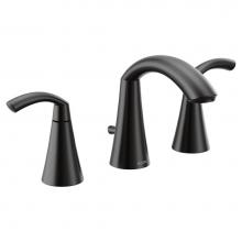 Moen T6173BL - Glyde Two-Handle 8-Inch Widespread High Arc Modern Bathroom Sink Faucet, Valve Required, Matte Bla