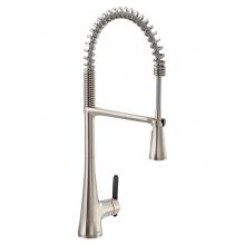 Moen S5235SRS - Sinema Single-Handle Pull-Down Sprayer Kitchen Faucet with Power Clean and Spring Spout in Spot Re