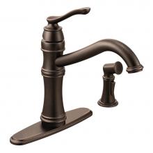 Moen 7245ORB - Belfield Traditional One Handle High Arc Kitchen Faucet with Side Spray and Optional Deckplate Inc