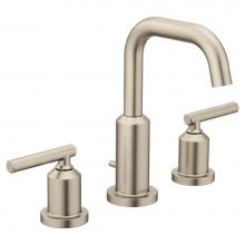Moen T6142BN - Gibson Two-Handle 8-Inch Widespread High Arc Modern Bathroom Sink Faucet, Valve Required, Brushed