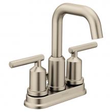 Moen 6150BN - Gibson Two-Handle Centerset High Arc Modern Bathroom Faucet with Drain Assembly, Brushed Nickel