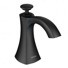 Moen S3948BL - Transitional Deck Mounted Kitchen Soap Dispenser with Above the Sink Refillable Bottle, Matte Blac