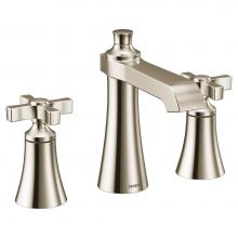 Moen TS6985NL - Flara 8 in. Widespread 2-Handle High-Arc Bathroom Faucet Trim Kit in Polished Nickel (Valve Sold S