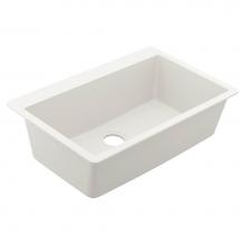 Moen GGW3026B - 33-Inch Wide x 9.5-Inch Deep Dual Mount Granite Single Bowl Kitchen Sink, White