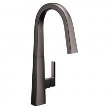 Moen S75005BLS - Nio Single-Handle Pull-Down Sprayer Kitchen Faucet with Reflex and Power Clean in Black Stainless