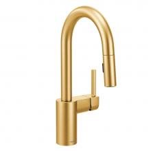 Moen 5965BG - Align One-Handle Pulldown Bar Faucet with Power Clean featuring Reflex, Brushed Gold