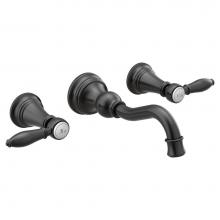 Moen TS42106BL - Weymouth 2-Handle Wall Mount High Arc Bathroom Faucet in Matte Black (Valve Sold Separately)