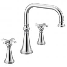 Moen TS44505 - Colinet Two Handle Deck-Mount Roman Tub Faucet Trim with Cross Handles, Valve Required, in Chrome