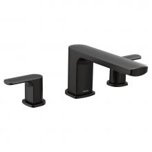 Moen T935BL - Rizon 2-Handle Deck-Mount Roman Tub Faucet Trim Kit in Matte Black (Valve Sold Separately)