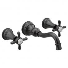 Moen TS42112BL - Weymouth 2-Handle Wall Mount Bathroom Faucet in Matte Black (Valve Sold Separately)
