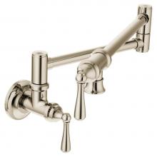 Moen S664NL - Traditional Wall Mount Swing Arm Folding Pot Filler Kitchen Faucet, Polished Nickel
