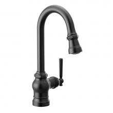 Moen S52003BL - Paterson One-Handle Pulldown Bar Faucet with Power Clean, Includes Interchangeable Handle, Matte B