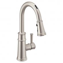 Moen 7260EVSRS - Belfield Smart Faucet Touchless Pull Down Sprayer Kitchen Faucet with Voice Control and Power Boos