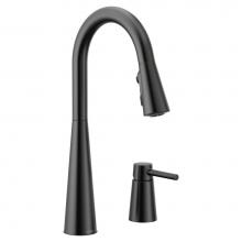 Moen 7871BL - Sleek Single-Handle Standard Kitchen Faucet with Side Sprayer in Matte Black