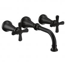 Moen TS44105BL - Colinet Traditional Cross Handle Wall Mount Bathroom Faucet Trim, Valve Required, in Matte Black