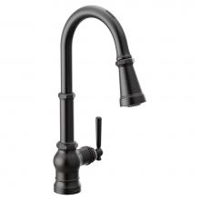Moen S72003EVBL - Paterson Smart Faucet Touchless Pull Down Sprayer Kitchen Faucet with Voice Control and Power Boos