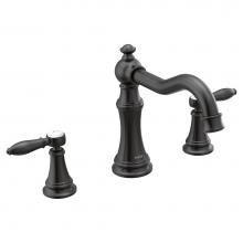 Moen TS22103BL - Weymouth 2-Handle Deck Mount Roman Tub Faucet Trim Kit with Hand Shower in Matte Black (Valve Sold
