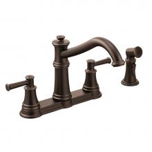 Moen 7255ORB - Belfield Traditional Two Handle High Arc Kitchen Faucet with Side Spray, Oil Rubbed Bronze