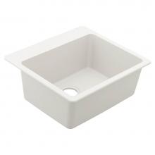 Moen GGW3019B - 25-Inch Wide x 9.5-Inch Deep Dual Mount Granite Single Bowl Kitchen or Bar Sink, White
