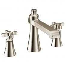 Moen TS927NL - Flara 2-Handle Deck-Mount Roman Tub Faucet Trim Kit with Cross Handles in Polished Nickel (Valve S