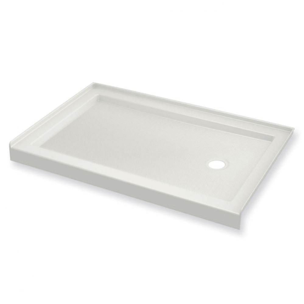 B3Round 6032 Acrylic Alcove Shower Base in White with Anti-slip Bottom with Right-Hand Drain