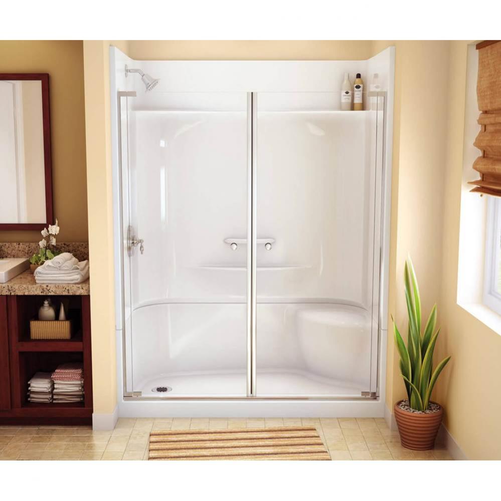 KDS 3460 AFR AcrylX Alcove Center Drain Four-Piece Shower in White