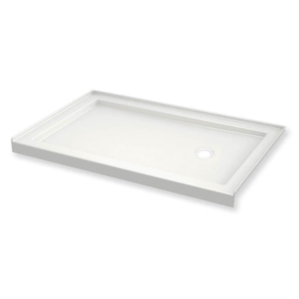 B3Round 6032 Acrylic Alcove Shower Base in White with Left-Hand Drain