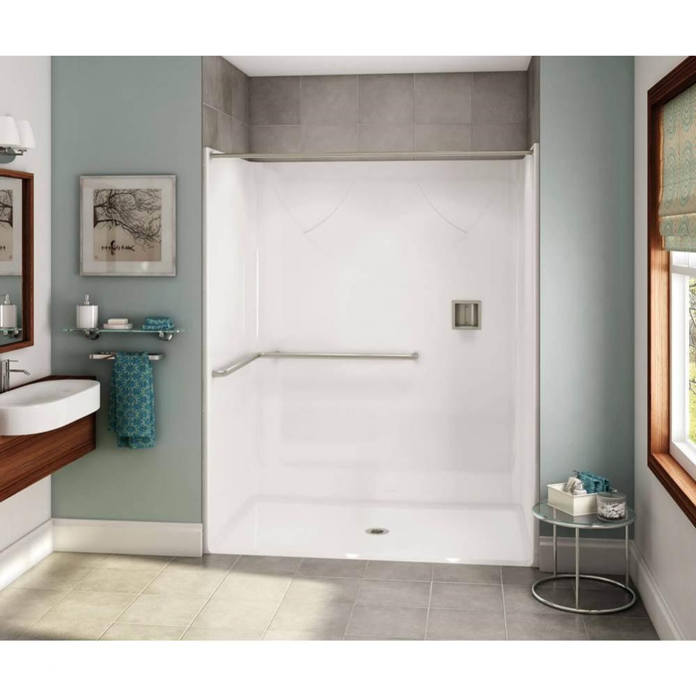 OPS-6036 - ADA L-Bar AcrylX Alcove Center Drain One-Piece Shower in White