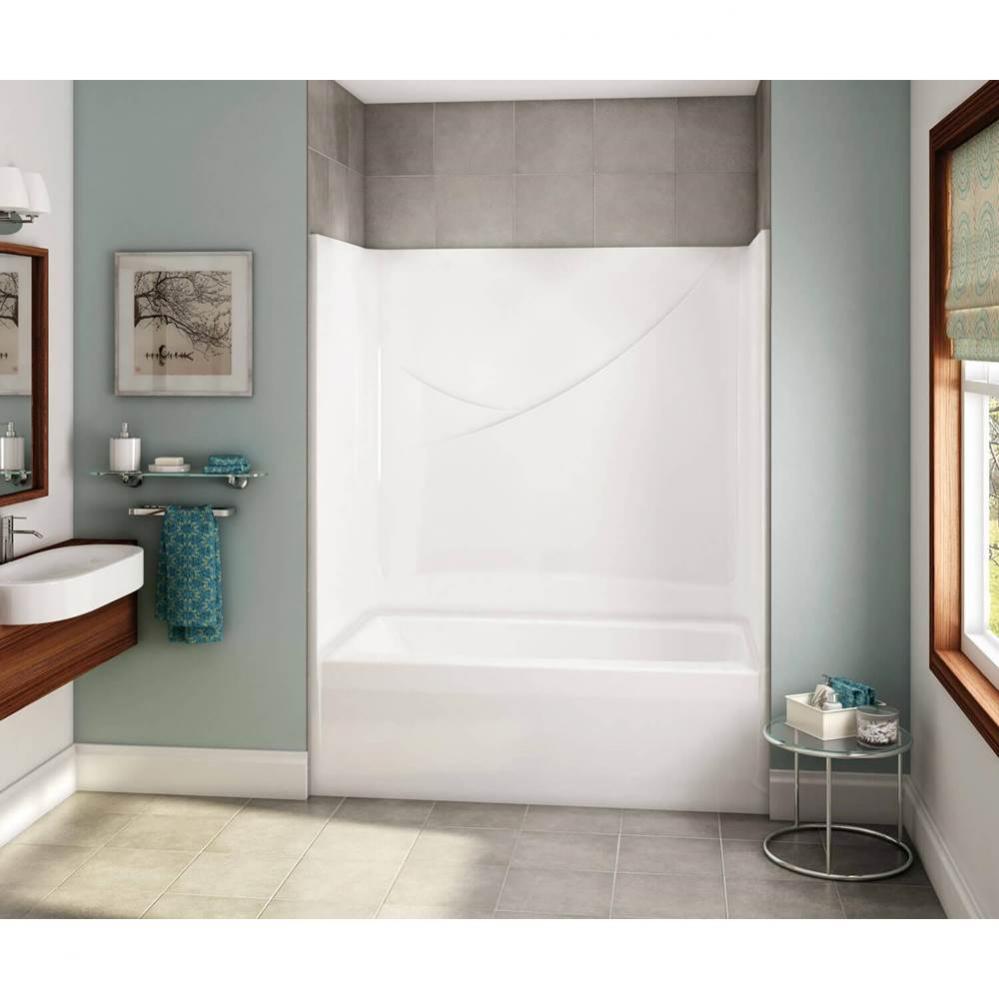 OPTS-6032 - Base Model AcrylX Alcove Left-Hand Drain One-Piece Tub Shower in White