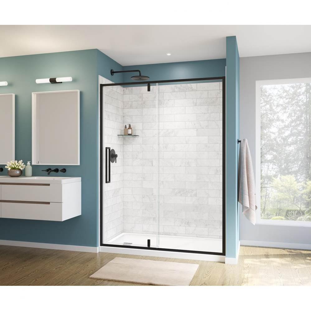 Uptown 57-59 x 76 in. 8 mm Pivot Shower Door for Alcove Installation with Clear glass in Matte Bla