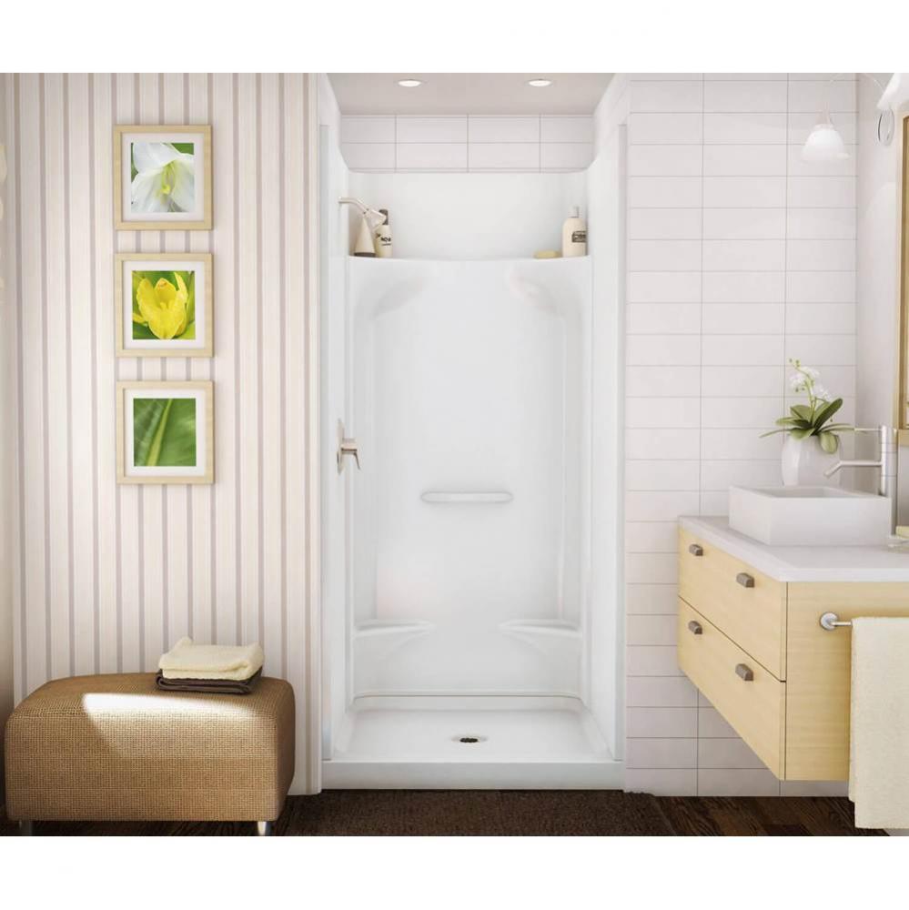 KDS 3636 AFR AcrylX Alcove Center Drain Four-Piece Shower in White