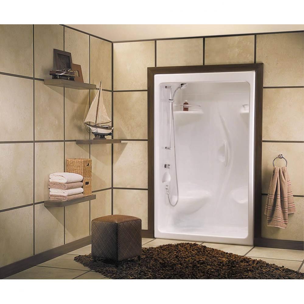 Stamina 48-I 51 x 36 Acrylic Alcove Center Drain One-Piece Shower in White