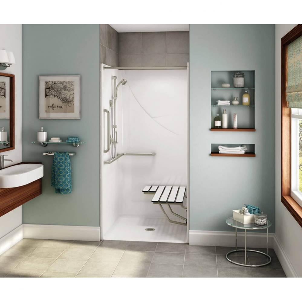 OPS-3636 - Complete Accessibility Package with Vertical Grab Bar AcrylX Alcove Center Drain One-Pi