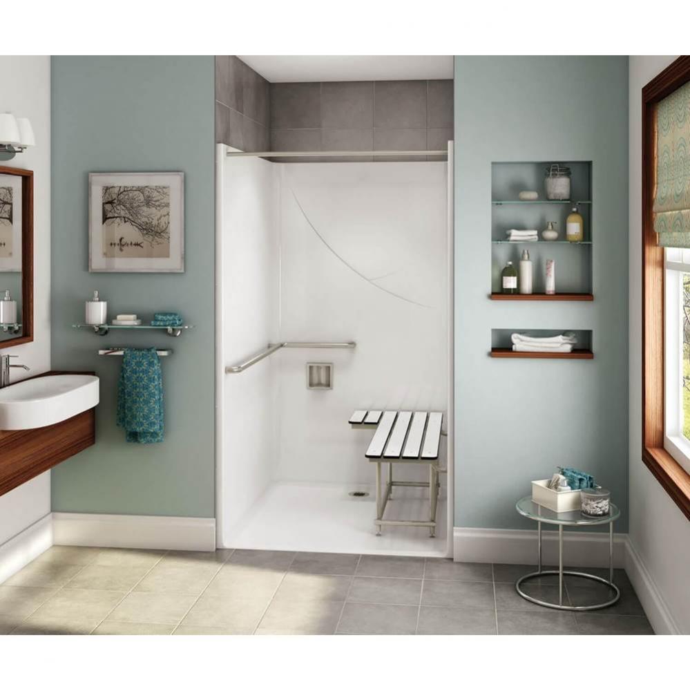 OPS-4248-RS - California Title 24 Grab Bar and Seat AcrylX Alcove Center Drain One-Piece Shower in