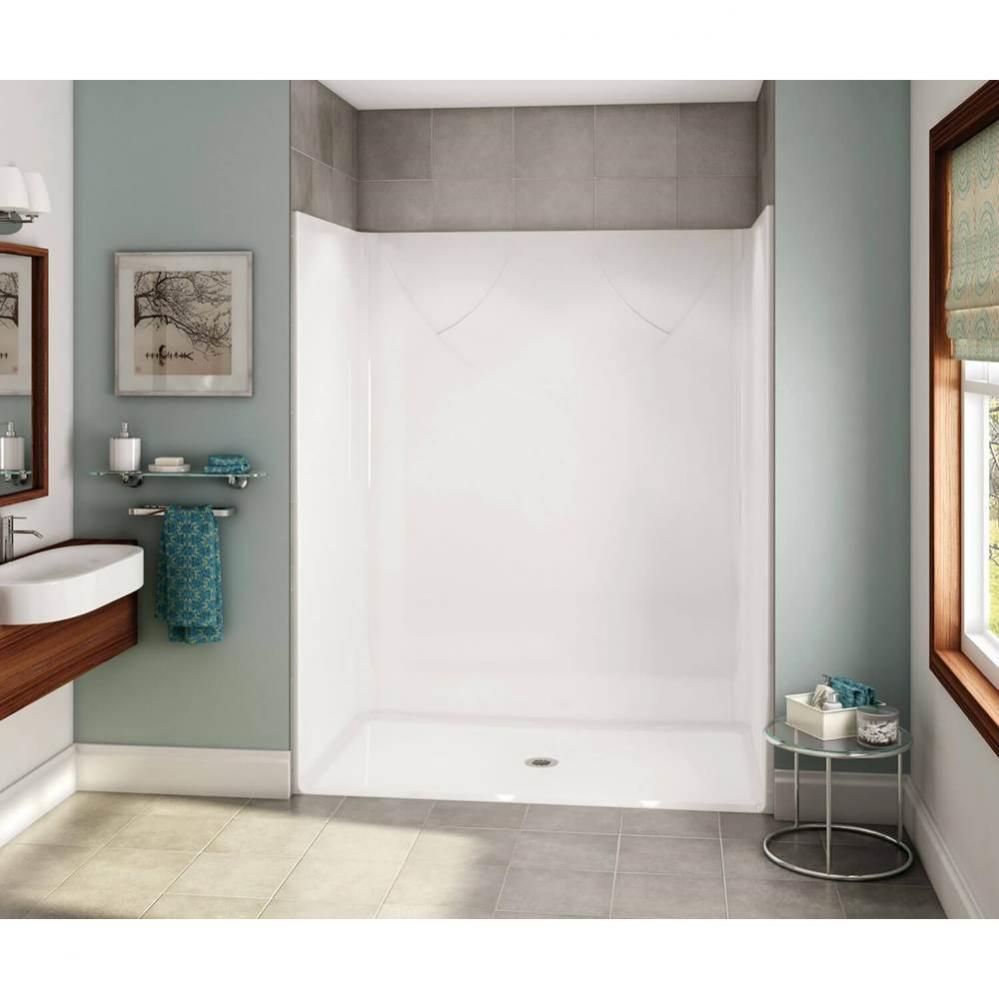 OPS-6036-RS - Base Model AcrylX Alcove Center Drain One-Piece Shower in White