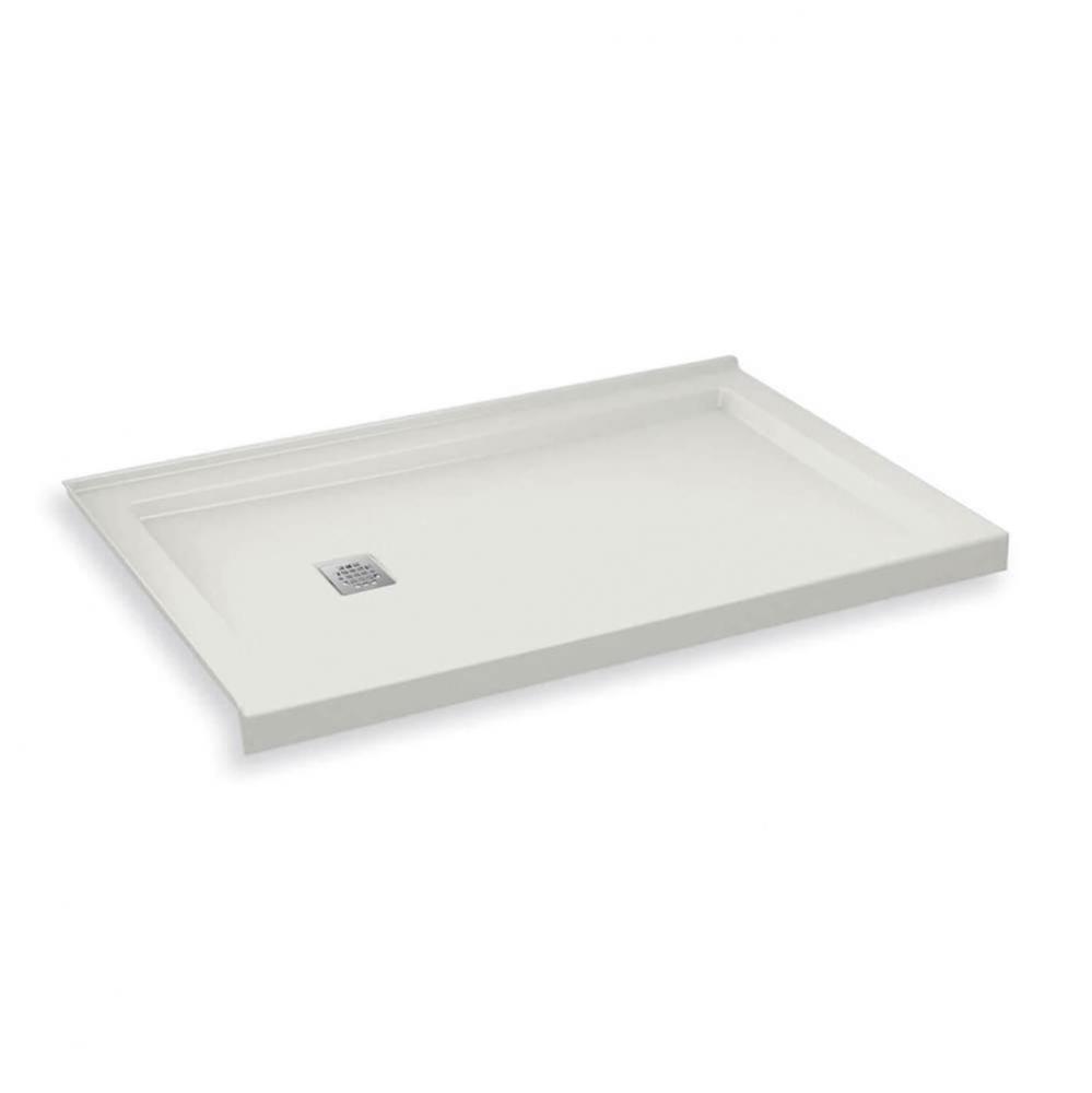 B3Square 6030 Acrylic Corner Left Shower Base in White with Left-Hand Drain