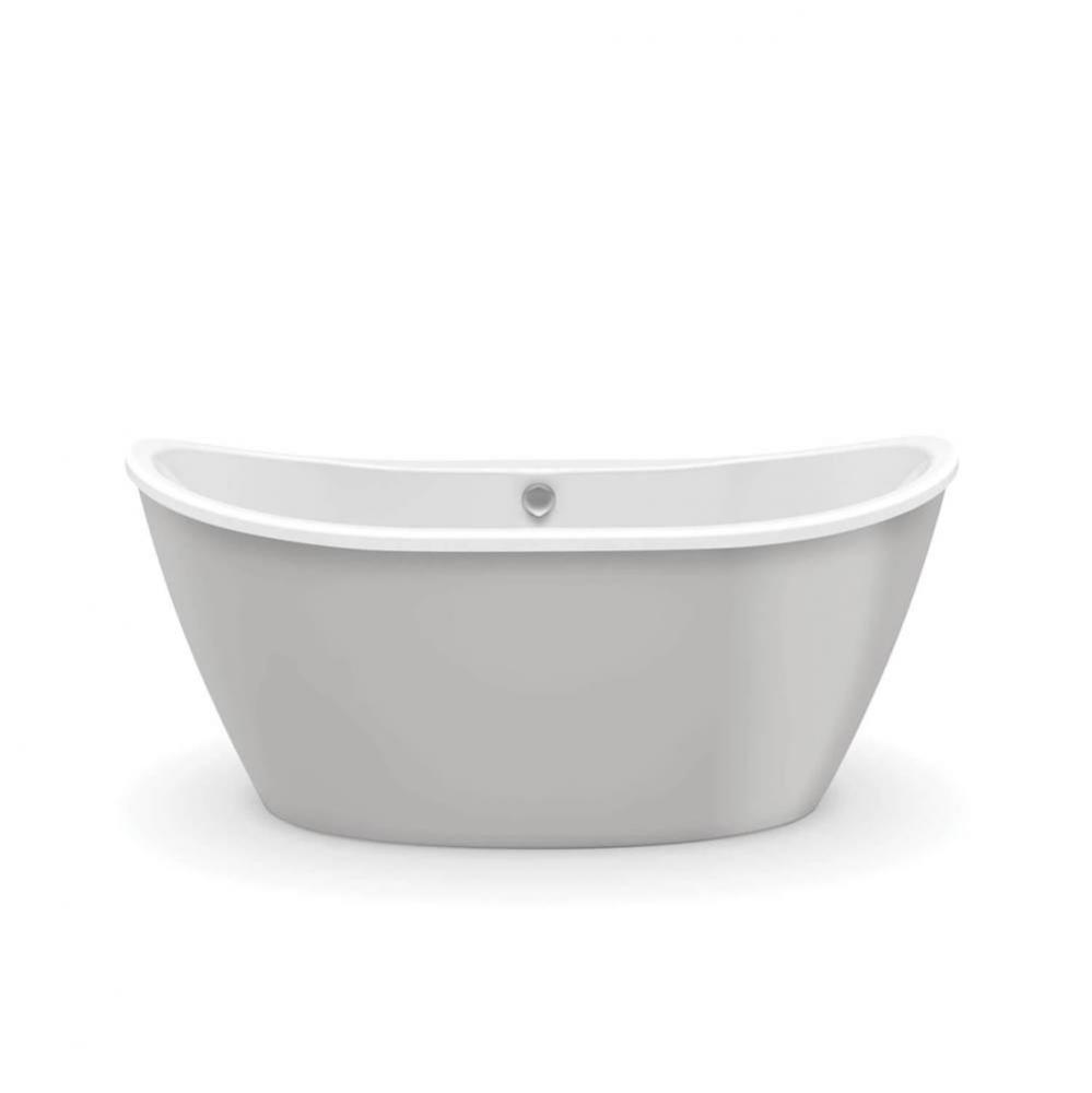 Delsia 6032 AcrylX Freestanding Center Drain Bathtub in White with Sterling Silver Skirt