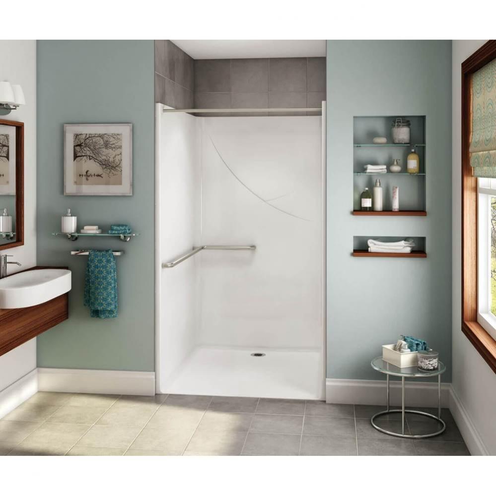 OPS-4248-RS - California Title 24 Grab Bar AcrylX Alcove Center Drain One-Piece Shower in White