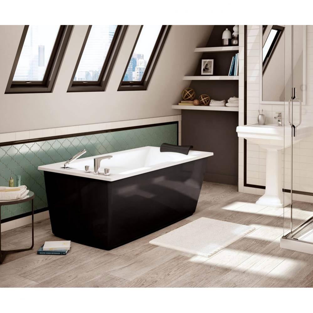 Optik 6032 F Acrylic Freestanding End Drain Bathtub in White with Black Skirt