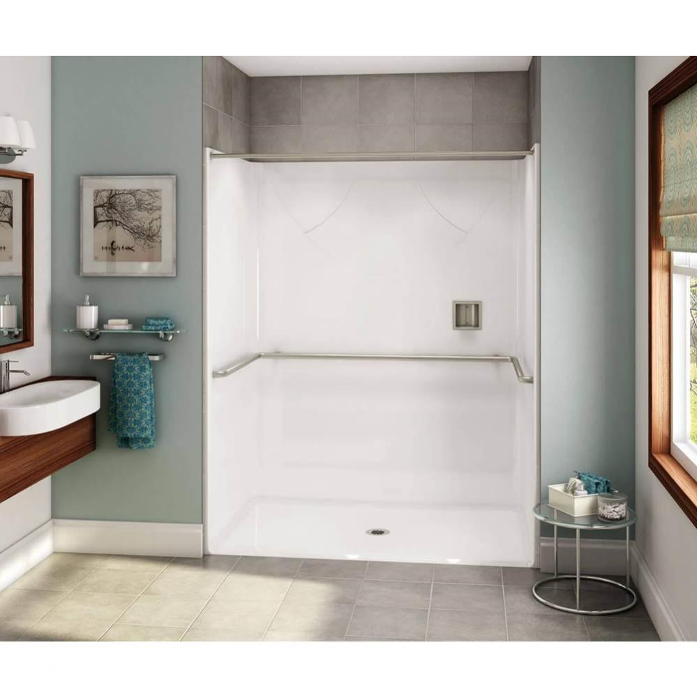 OPS-6036-RS - ADA U-Bar AcrylX Alcove Center Drain One-Piece Shower in White