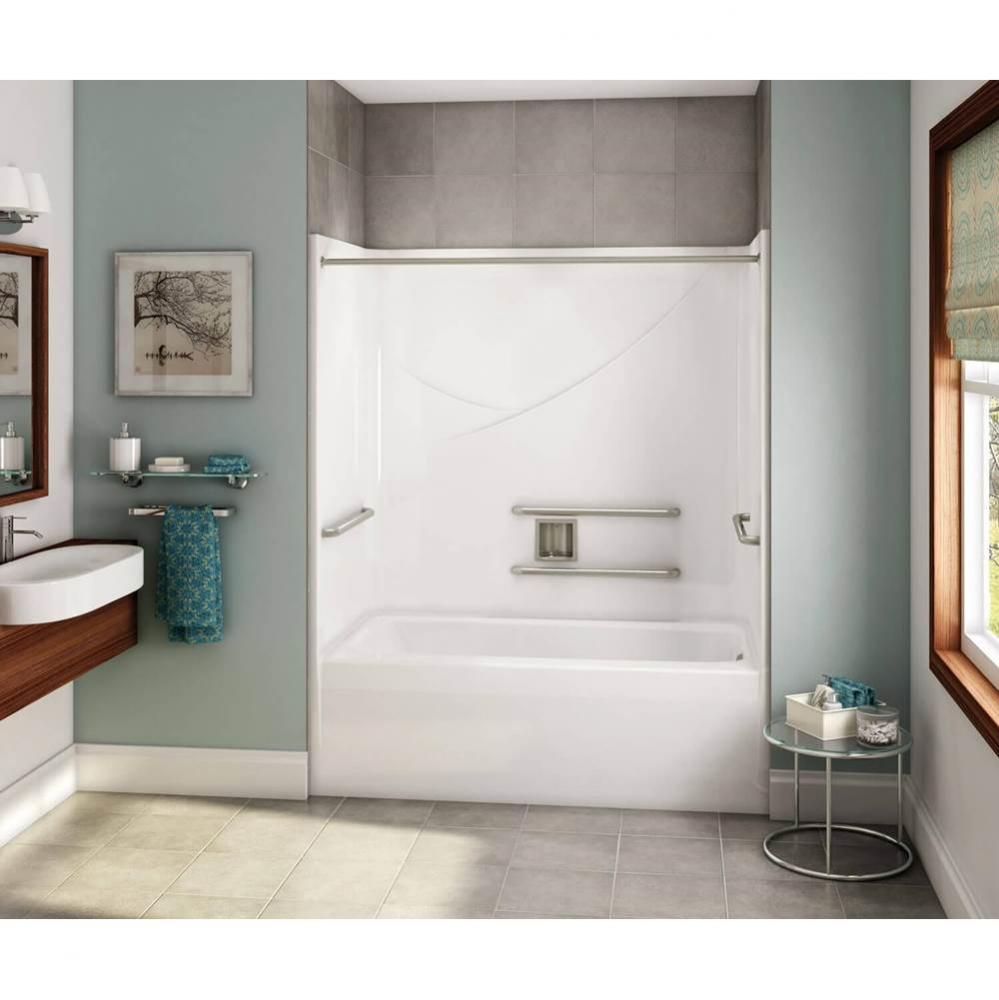 OPTS-6032 - ADA Grab Bars AcrylX Alcove Right-Hand Drain One-Piece Tub Shower in White