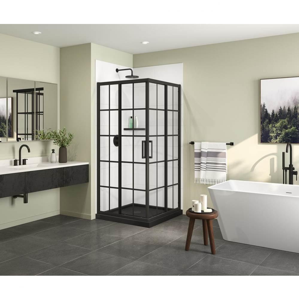 Radia Square 36 x 36 x 71 1/2 in. 6 mm Sliding Shower Door for Corner Installation with French gla
