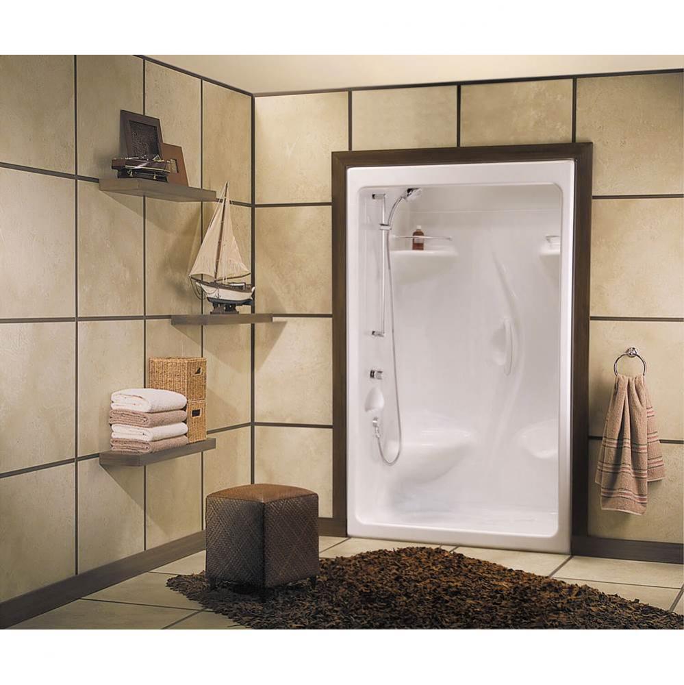 Stamina 48-I 51 in. x 35.75 in. x 85.25 in. 1-piece Shower with Right Seat, Center Drain in White