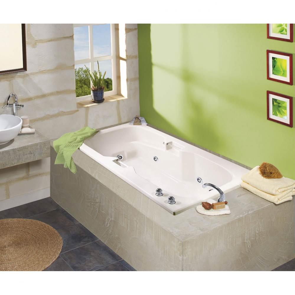 Lopez 6036 Acrylic Alcove End Drain Combined Whirlpool &amp; Aeroeffect Bathtub in White